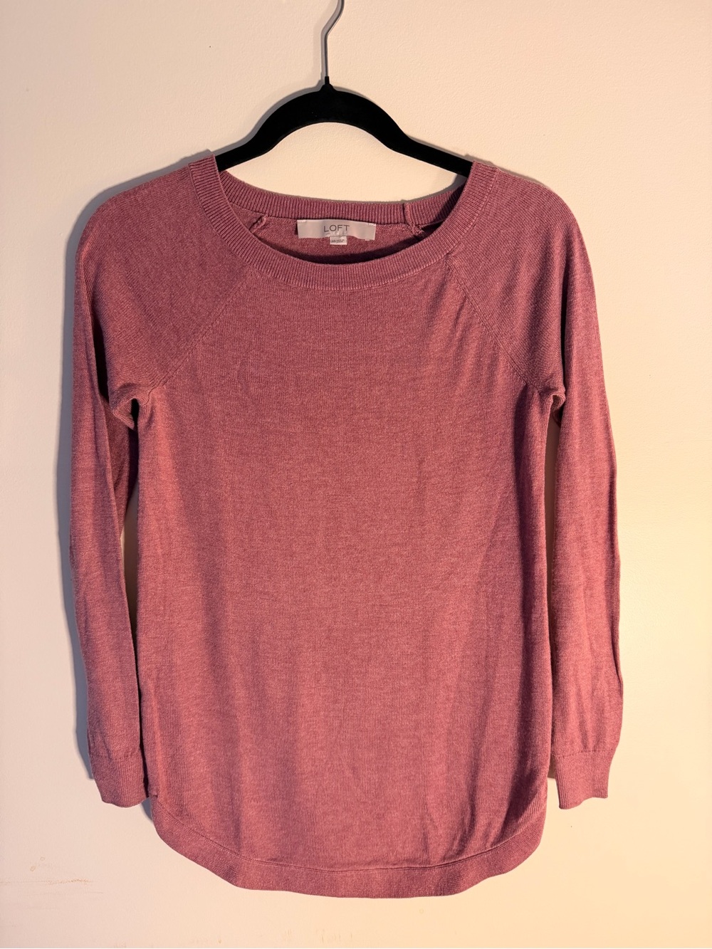 LOFT Dusty Rose Crewneck Long Sleeve Sweater